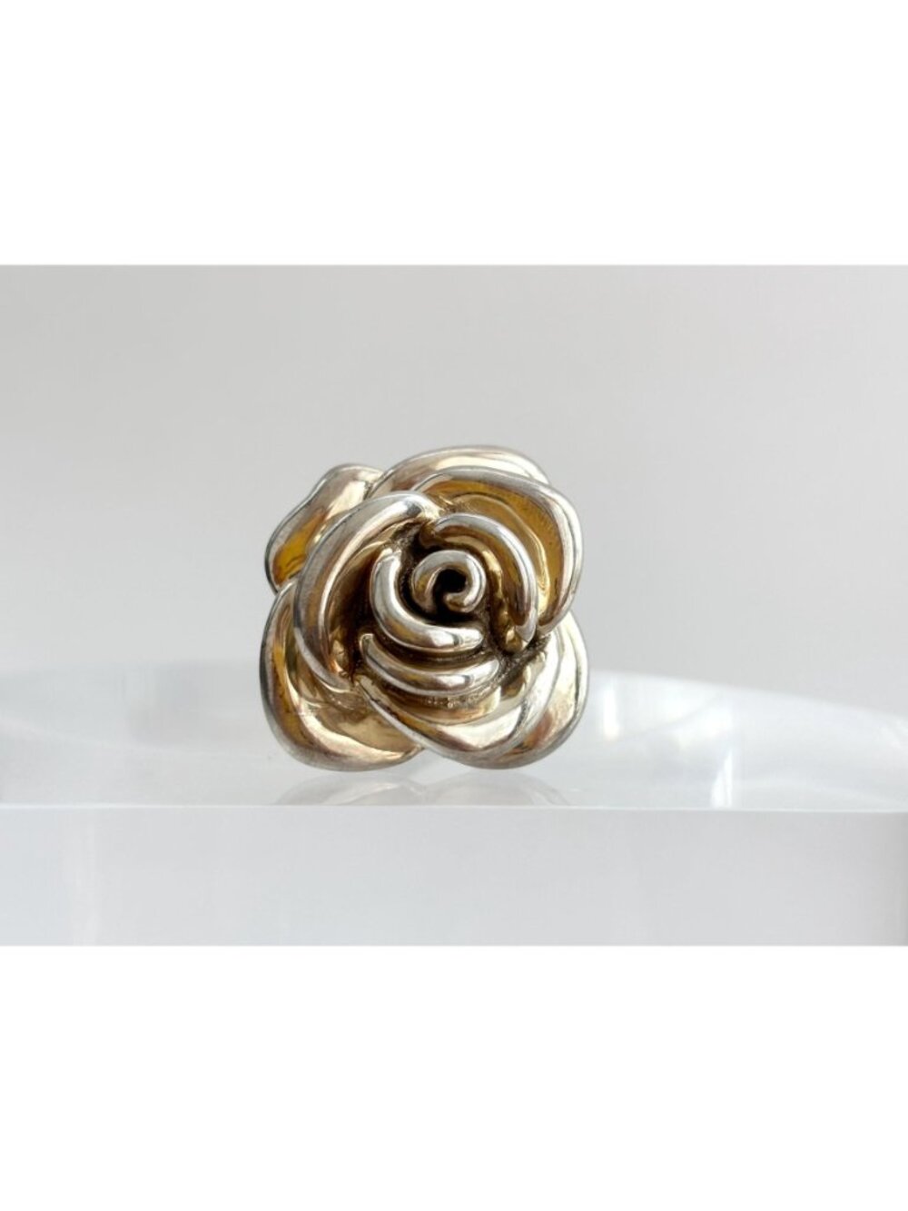 Blooming Rose Floral Beautiful Jumbo Sterling Silver 925 Vintage Ring - sz 7 - Picture 3 of 16
